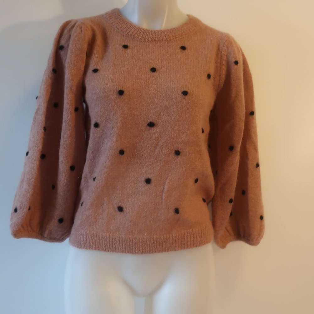 Avenue Blush Pink Pom-Pom Puff Sleeve Sweater - Picture 2 of 8